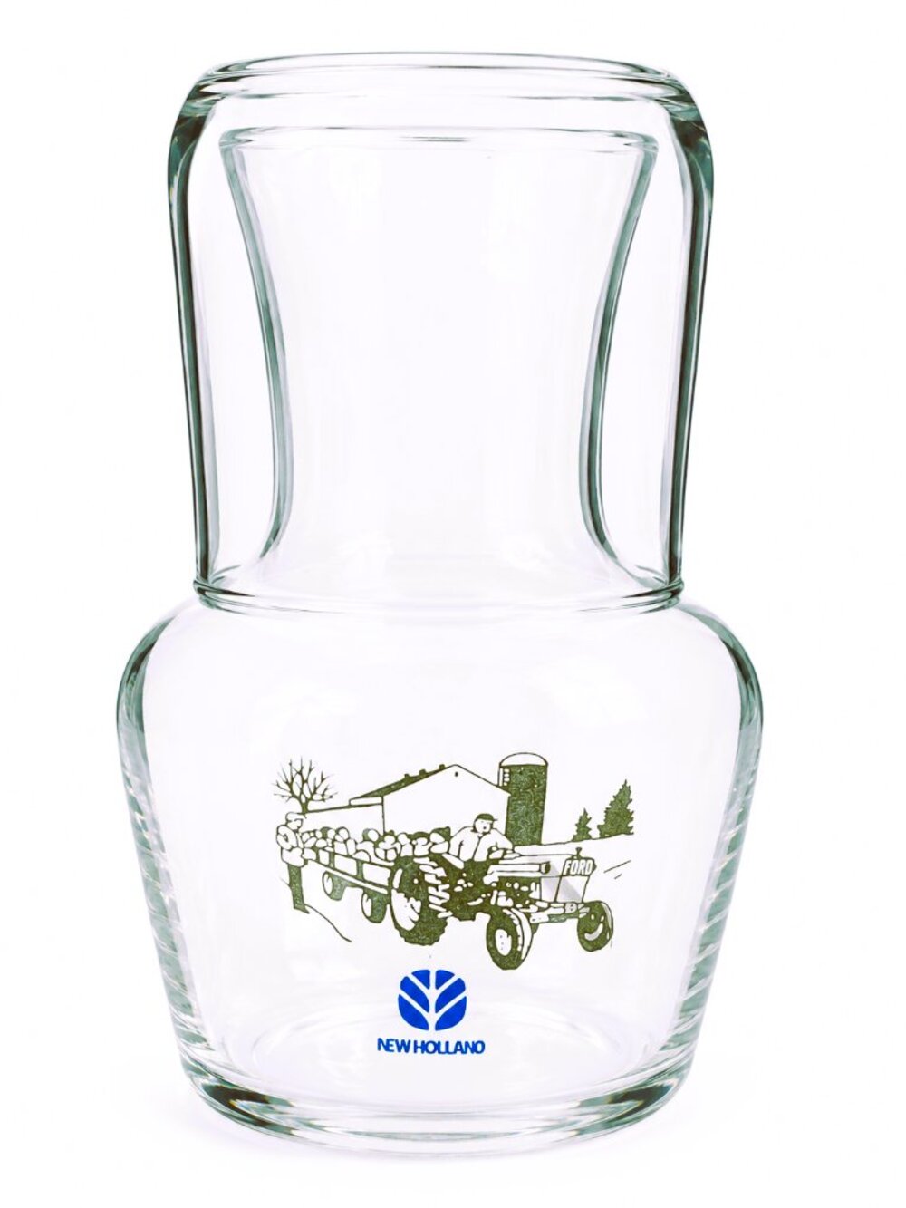 Vintage 1997 Ford New Holland Bedside Carafe Night Tumbler Glass Set farmhouse - Picture 2 of 5